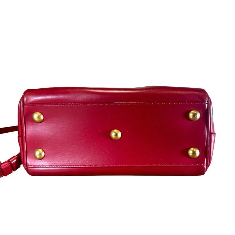 SAINT LAURENT Red Leather 2way YSL Classic Baby Duffle Bag